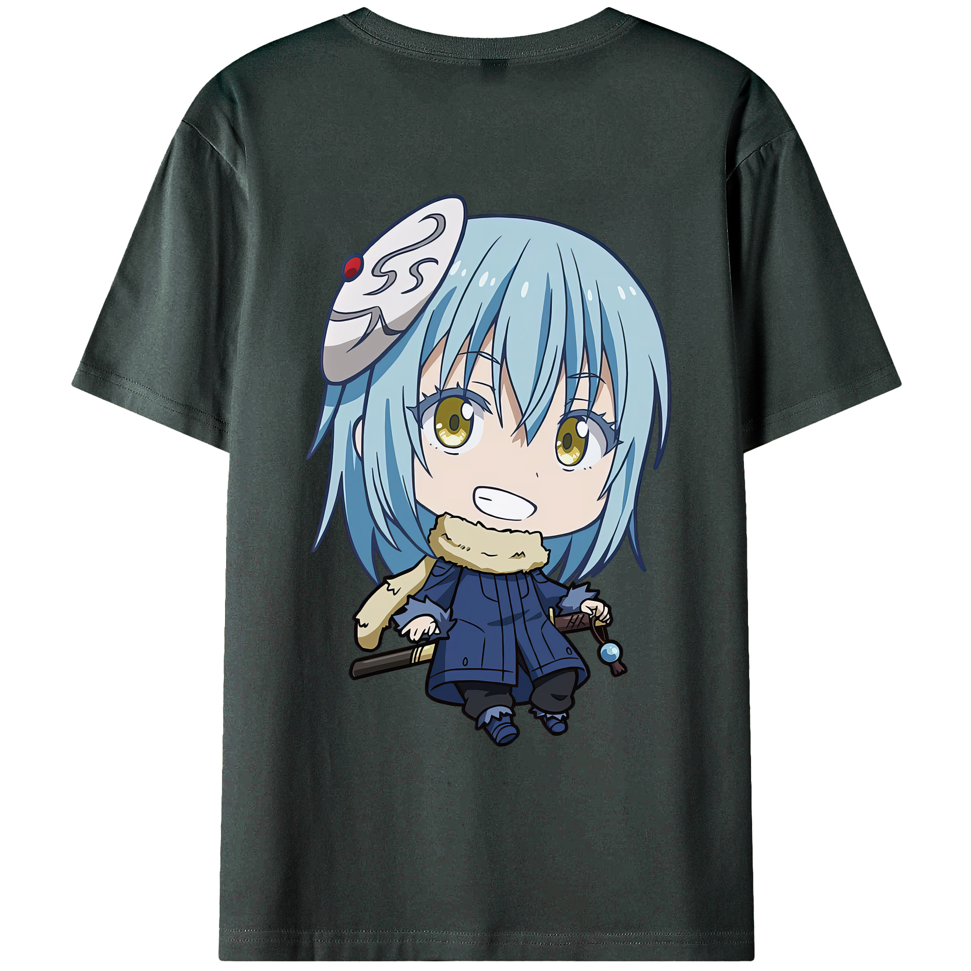（画像用） 転スラ Regarding Reincarnated to Slime 綿100％ メンズ半袖Tシャツ（バックプリント） 通気性